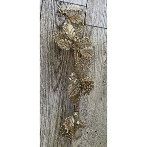 Bridal Wedding Gold Tone Rhinestones Hair Clip Headpiece 7"